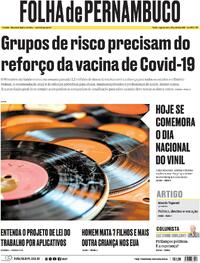 Capa do jornal Folha de Pernambuco 20/04/2026
