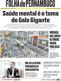 Capa do jornal Folha de Pernambuco 21/01/2026