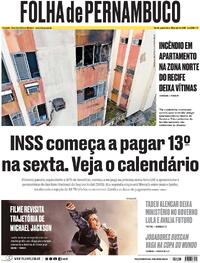 Capa do jornal Folha de Pernambuco 22/04/2026
