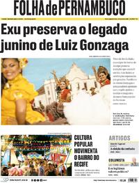 Capa do jornal Folha de Pernambuco 22/06/2026