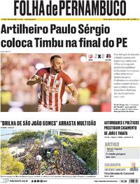 Capa do jornal Folha de Pernambuco 23/02/2026