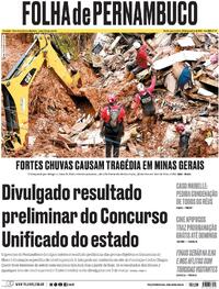 Capa do jornal Folha de Pernambuco 25/02/2026