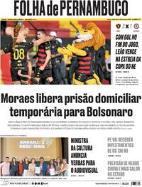 Capa do jornal Folha de Pernambuco 25/03/2026