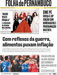 Capa do jornal Folha de Pernambuco 29/04/2026