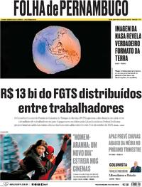 Capa Jornal Folha de Pernambuco