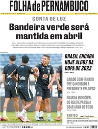 Capa do jornal Folha de Pernambuco 31/03/2026