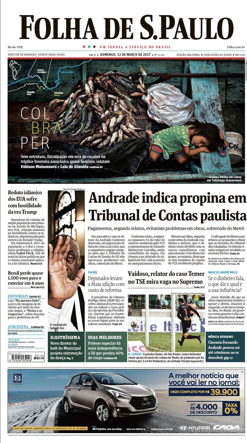 Capa Folha De Spaulo Edição Domingo12 De Março De 2017 5939