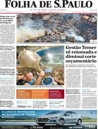 Capa do jornal Folha de S.Paulo 02/03/2017