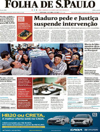 Capa do jornal Folha de S.Paulo 02/04/2017