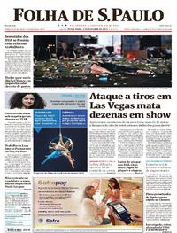 Capa do jornal Folha de S.Paulo 03/10/2017