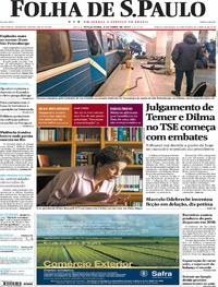 Capa do jornal Folha de S.Paulo 04/04/2017