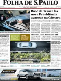 Capa do jornal Folha de S.Paulo 04/05/2017