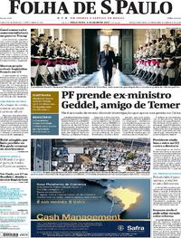 Capa do jornal Folha de S.Paulo 04/07/2017