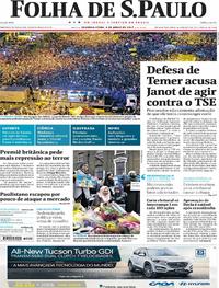 Capa do jornal Folha de S.Paulo 05/06/2017