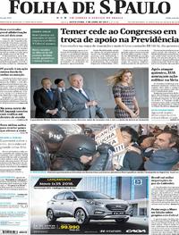 Capa do jornal Folha de S.Paulo 07/04/2017