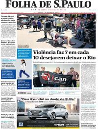 Capa do jornal Folha de S.Paulo 07/10/2017