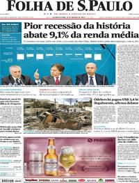 Capa do jornal Folha de S.Paulo 08/03/2017