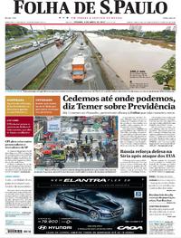 Capa do jornal Folha de S.Paulo 08/04/2017