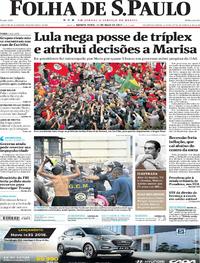 Capa do jornal Folha de S.Paulo 11/05/2017