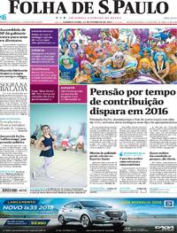 Capa do jornal Folha de S.Paulo 13/02/2017