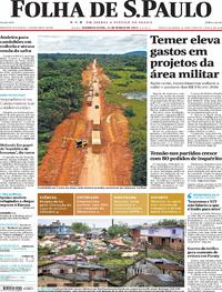 Capa do jornal Folha de S.Paulo 13/03/2017