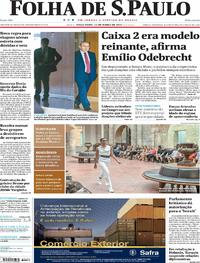 Capa do jornal Folha de S.Paulo 14/03/2017