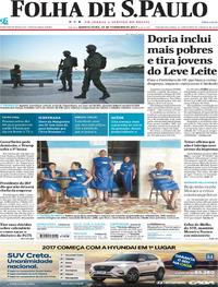 Capa do jornal Folha de S.Paulo 15/02/2017