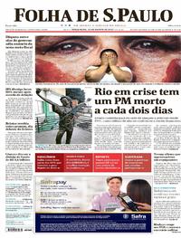 Capa do jornal Folha de S.Paulo 15/08/2017