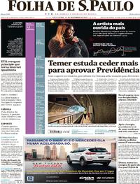 Capa do jornal Folha de S.Paulo 15/12/2017
