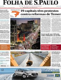 Capa do jornal Folha de S.Paulo 16/03/2017