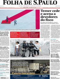 Capa do jornal Folha de S.Paulo 16/05/2017