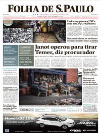 Capa do jornal Folha de S.Paulo 18/09/2017