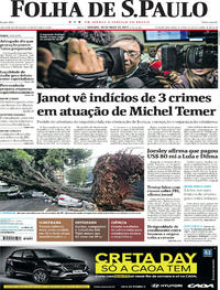 Capa do jornal Folha de S.Paulo 20/05/2017