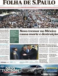 Capa do jornal Folha de S.Paulo 20/09/2017