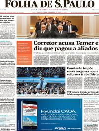 Capa do jornal Folha de S.Paulo 21/06/2017