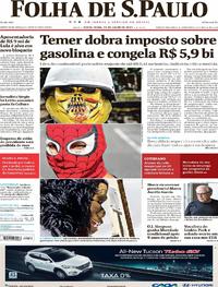Capa do jornal Folha de S.Paulo 21/07/2017