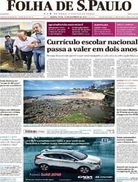 Capa do jornal Folha de S.Paulo 21/12/2017