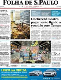 Capa do jornal Folha de S.Paulo 22/04/2017