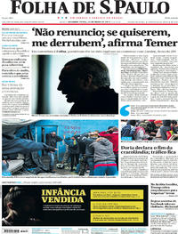 Capa do jornal Folha de S.Paulo 22/05/2017