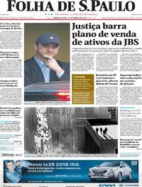 Capa do jornal Folha de S.Paulo 22/06/2017