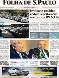 Capa do jornal Folha de S.Paulo 22/07/2017