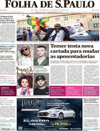Capa do jornal Folha de S.Paulo 22/11/2017