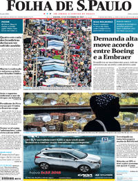 Capa do jornal Folha de S.Paulo 23/12/2017