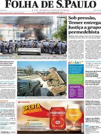 Capa do jornal Folha de S.Paulo 24/02/2017