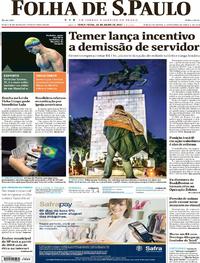 Capa do jornal Folha de S.Paulo 25/07/2017