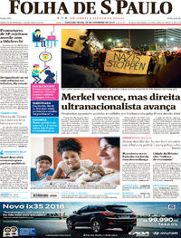 Capa do jornal Folha de S.Paulo 25/09/2017