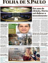 Capa do jornal Folha de S.Paulo 26/09/2017