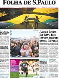Capa do jornal Folha de S.Paulo 27/03/2017