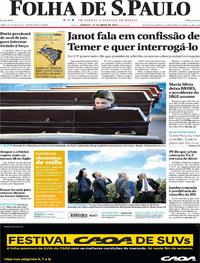 Capa do jornal Folha de S.Paulo 27/05/2017