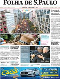 Capa do jornal Folha de S.Paulo 28/02/2017